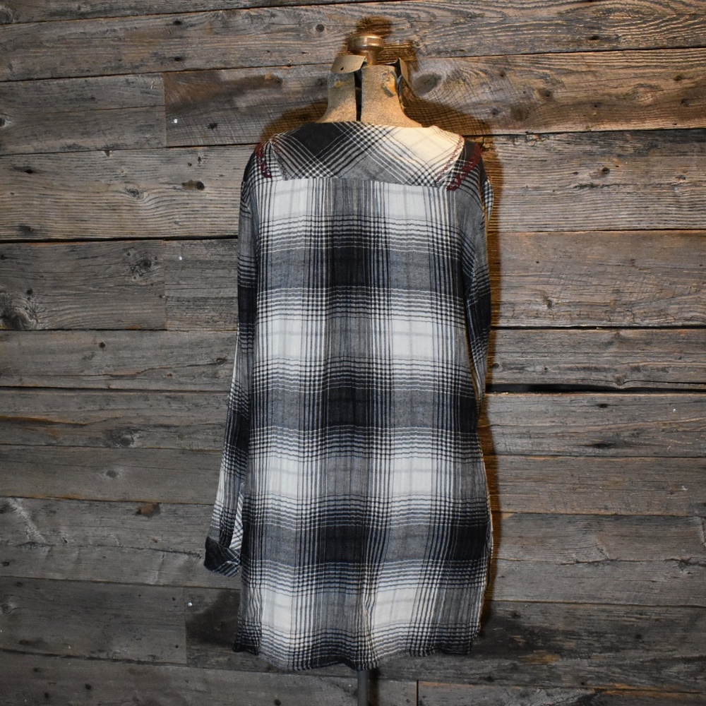 Anthropologie Floreat Plaid Embroidered Tunic XS - Picture 5 of 6